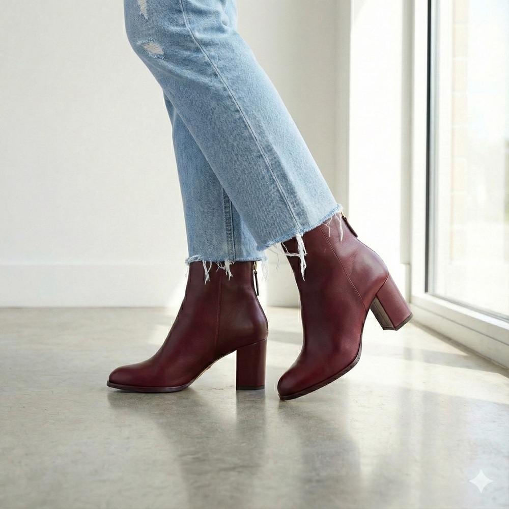 Stuart Weitzman brown leather block heel ankle boots - size 7